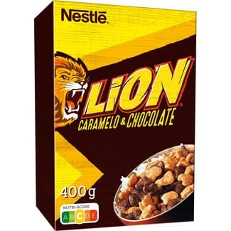 Cereales de desayuno integrales con caramelo y chocolate estuche 400 g - Nestle Lion