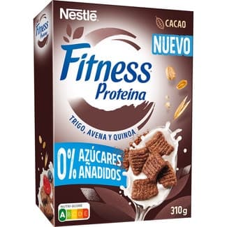 Proteína cereales copos de trigo integral, avena integral y quinoa integral con cacao paquete 310 g - Nestle Fitness