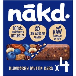 Blueberry Muffin barritas de frutos secos y arándanos sin azúcar añadido 4 unidades estuche 140 g - Nakd
