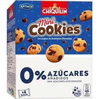 Mini cookies con pepitas de chocolate 0% azúcares añadidos estuche 120 g - Artiach Chiquilin