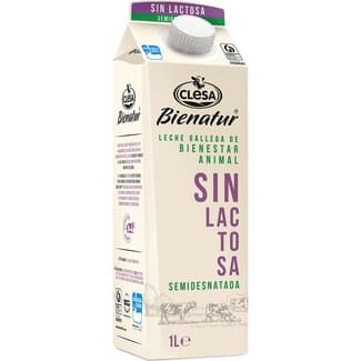 Leche semidesnatada sin lactosa brik 1 l - Clesa