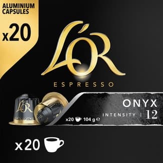 Café intensidad 12 Onyx estuche 20 cápsulas compatibles con máquinas Nespresso - L'or Espresso