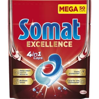 Detergente lavavajillas Excellence 4 en 1 Caps bolsa 50 dosis - Somat