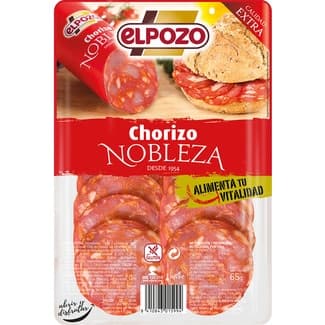 Nobleza chorizo extra en lonchas sin gluten envase 65 g - Elpozo