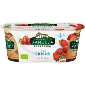 Griego con fresas 4% m.g. ecológico pack 2 unidades 125 g - Casa Grande De Xanceda
