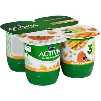 Bífidus de frutas mango, papaya y soja pack 4 unidades 120 g - Danone Activia