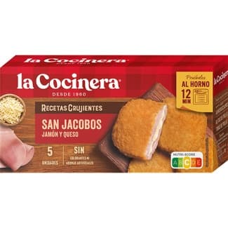 Recetas Crujientes San Jacobos jamón y queso empanado 5 unidades estuche 388 g - La Cocinera