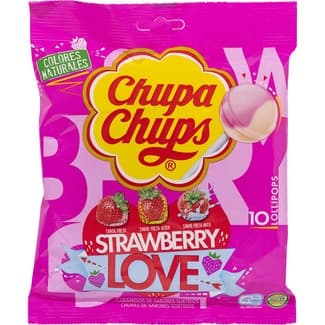 Love caramelos con palo de sabores de fresa sin gluten bolsa 10 unidades - Chupa Chups