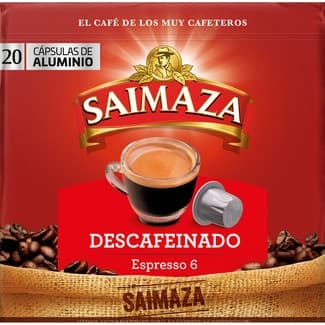 Café Espresso Descafeinado intensidad 6 estuche 20 cápsulas compatibles con máquinas Nespresso - Saimaza
