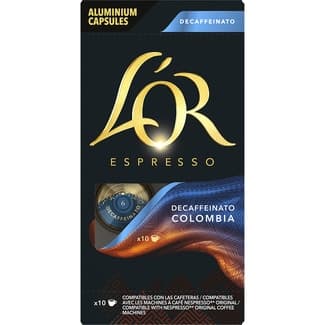 Café descafeinado Colombia intensidad 6 estuche 10 cápsulas compatibles con máquinas Nespresso - L'or Espresso
