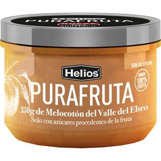 Mermelada de melocotón del valle del Ebro singluten frasco 250 g solo con azúcares procedentes de la fruta - Helios Purafruta