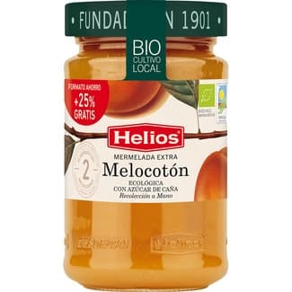 Bio mermelada ecológica extra de melocotón con azúcar de caña frasco 440 g - Helios
