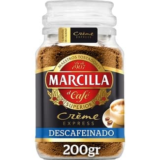 Café soluble descafeinado Creme Express frasco 200 g - Marcilla