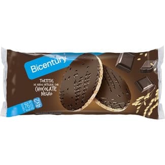 Tortitas de arroz integral con chocolate negro pack 4x2 unidades envase 130,4 g - Bicentury