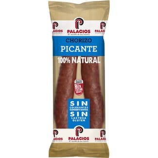 Chorizo picante 100% natural sin gluten sin lactosa pieza 250 g - Palacios