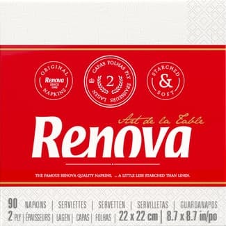 Art de la Table Cóctel servilletas blanca 2 capas 22 x 22 cm paquete 90 unidades - Renova