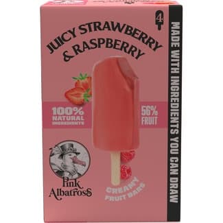 Helado cremoso frutal de frambuesa y fresa 4 unidades 260 ml - Pink Albatross