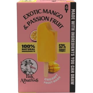 Helado cremoso frutal de mango y maracuyá 4 unidades envase 260 ml - Pink Albatross