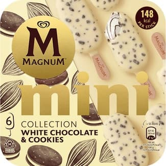 Mini helado de chocolate blanco y cookies 6 unidades estuche 330 ml - Magnum