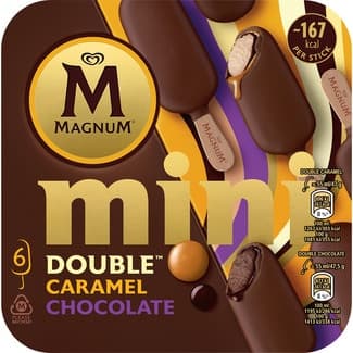 Mini Double helado doble chocolate y salsa chocolate y caramelo sin gluten 6 unidades estuche 330 ml - Magnum