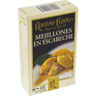 Mejillones en escabeche de las Rías Gallegas 8/12 piezas lata 78 g neto escurrido - Ramon Franco