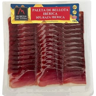Paleta de bellota ibérica 50% raza ibérica en lonchas sin gluten sin lactosa envase 150 g - Secretos De Tonda