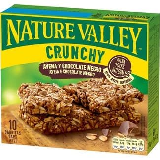 Crunchy barritas de avena 100% integral con chocolate negro 5x2 unidades estuche 210 g - Nature Valley