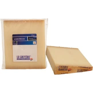 Queso suizo de vaca elaborado con leche cruda DOP Gruyére pieza 200 g maduración mínima 6 meses - Le Gruyere