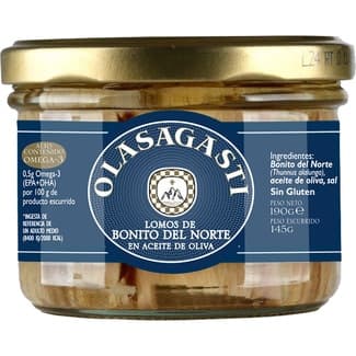 Lomos de bonito del norte en aceite de oliva frasco 135 g neto escurrido - Olasagasti