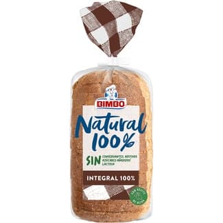Pan de molde 100% integral y 100% natural sin azúcares añadidos y sin lactosa bolsa 460 g - Bimbo