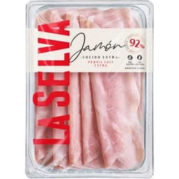 Jamón cocido extra en lonchas sin gluten sin lactosa envase 100 g - La Selva