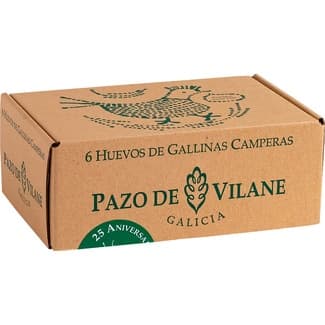 Huevos camperos morenos estuche 6 unidades calibres diferentes - Pazo Vilane