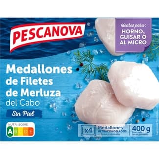 Medallones de merluza sin piel 4 unidades estuche 400 g neto escurrido - Pescanova