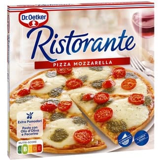 Pizza con mozzarella fresca y salsa pesto Mozzarella estuche 335 g - Dr.oetker Ristorante