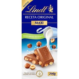 Receta Original Maxi chocolate con leche y avellanas enteras tableta 200 g - Lindt