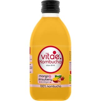 Kombucha ecológica de mango y fresa botella 250 ml - Vitae Kombucha