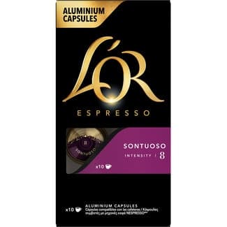 Café Sontuoso intensidad 8 estuche 10 cápsulas compatibles con máquinas Nespresso - L'or Espresso