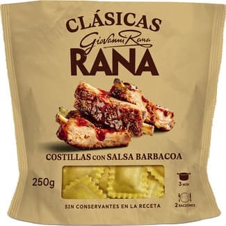 Pasta fresca ravioli al huevo relleno con costillas con salsa barbacoa 2 raciones envase 250 g - Giovanni Rana