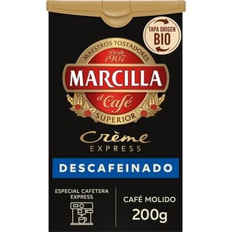 Café descafeinado molido mezcla Creme Express paquete 200 g - Marcilla