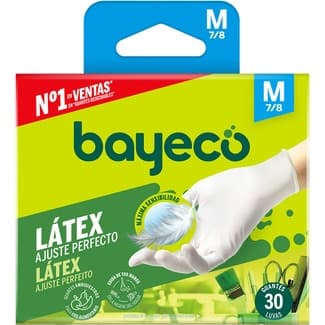 Guantes de látex blancos talla M caja 30 unidades - Bayeco
