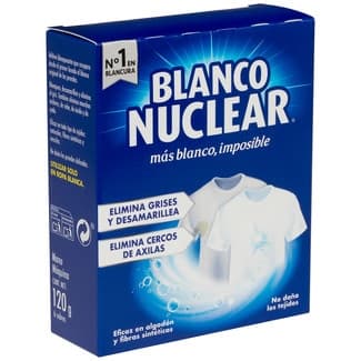 Blanco Nuclear detergente prendas blancas en polvo para lavar a mano o máquina caja 6 sobres - Iberia