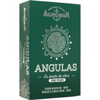 Angulas en aceite de oliva toque picante lata 55 g neto escurrido - Agromar