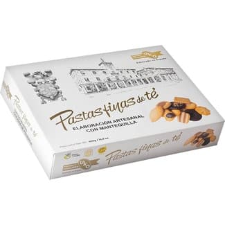 Pastas finas de té surtido selecto con mantequilla estuche 450 g - Uko
