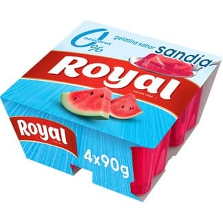Gelatina sabor a sandía 0% azúcares añadidos sin gluten pack 4 unidades 90 g - Royal