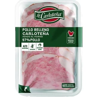 Pollo relleno asado al horno  en lonchas sin gluten envase 125 g - La Carloteña