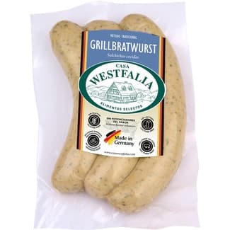 Salchichas Grillbratwurst cocidas de cerdo en tripa natural 3 piezas envase 270 g - Casa Westfalia