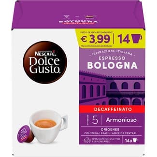 Café descafeinado espresso Bologna intensidad 5 estuche 14 cápsulas - Nescafe Dolce Gusto