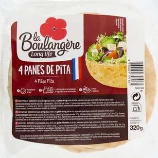 Pan de pita 4 unidades envase 320 g - La Boulangere
