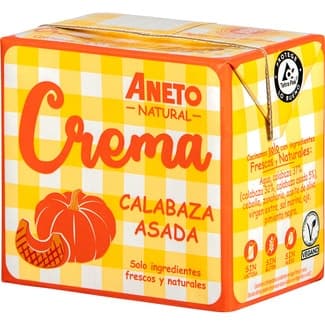 Crema de calabaza asada sin gluten, sin lactosa y sin huevo brik 500 ml - Aneto