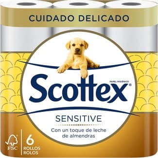 Papel higiénico Sensitive enriquecido con leche de almendras 3 capas paquete 6 rollos - Scottex